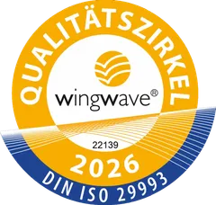 wingwave Qualitätszirkel Siegel 2026, DIN ISO 29993